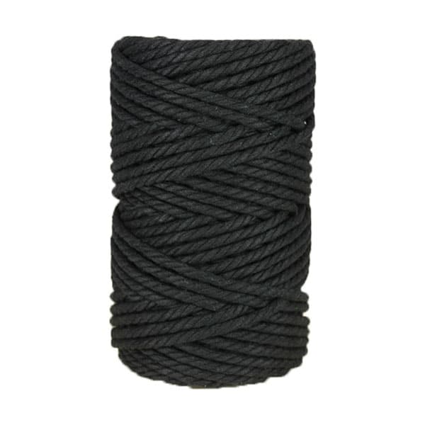Bobine de cordon en coton pour macramé Cotton Air 5 mm - Noir x50m