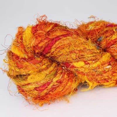 Fil de soie de sari - Camaïeu orange