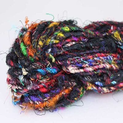 Fil de soie de sari - Noir (multicolore)